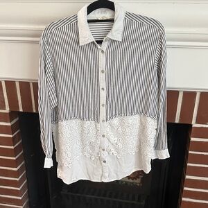 Entro Black and White Striped Shirt